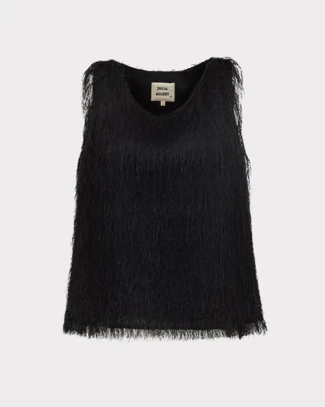 JULIA ALLERT Fringe Sleeveless Top - Black made by Bonvion