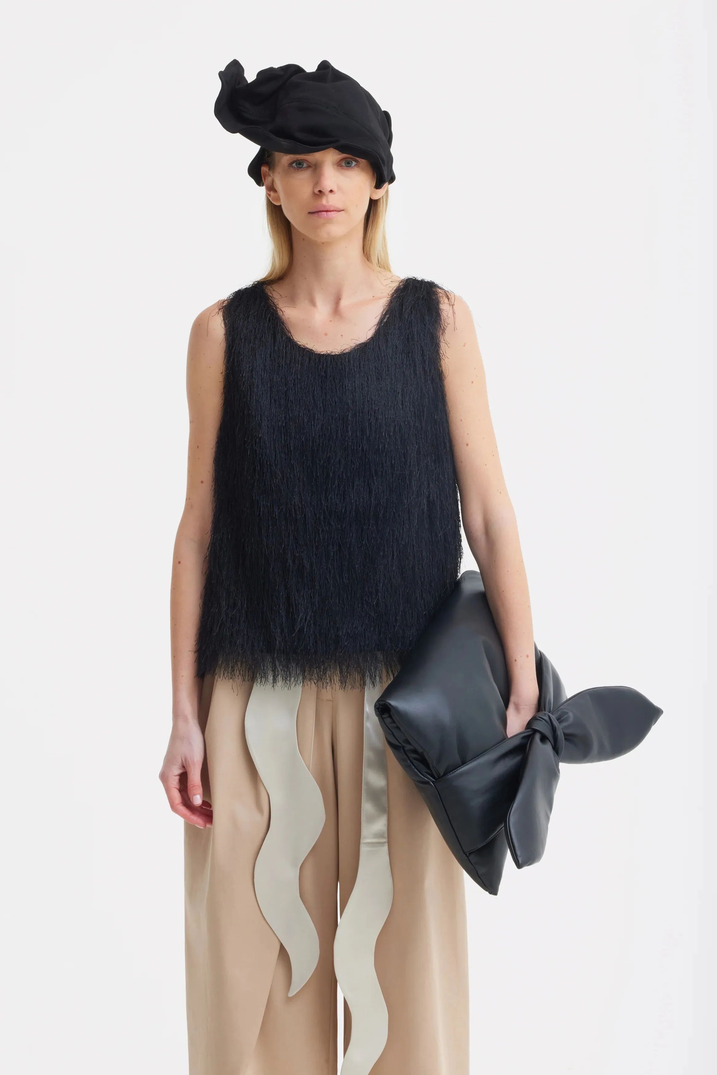 JULIA ALLERT Fringe Sleeveless Top - Black sold by Bonvion product image thumbnail 2
