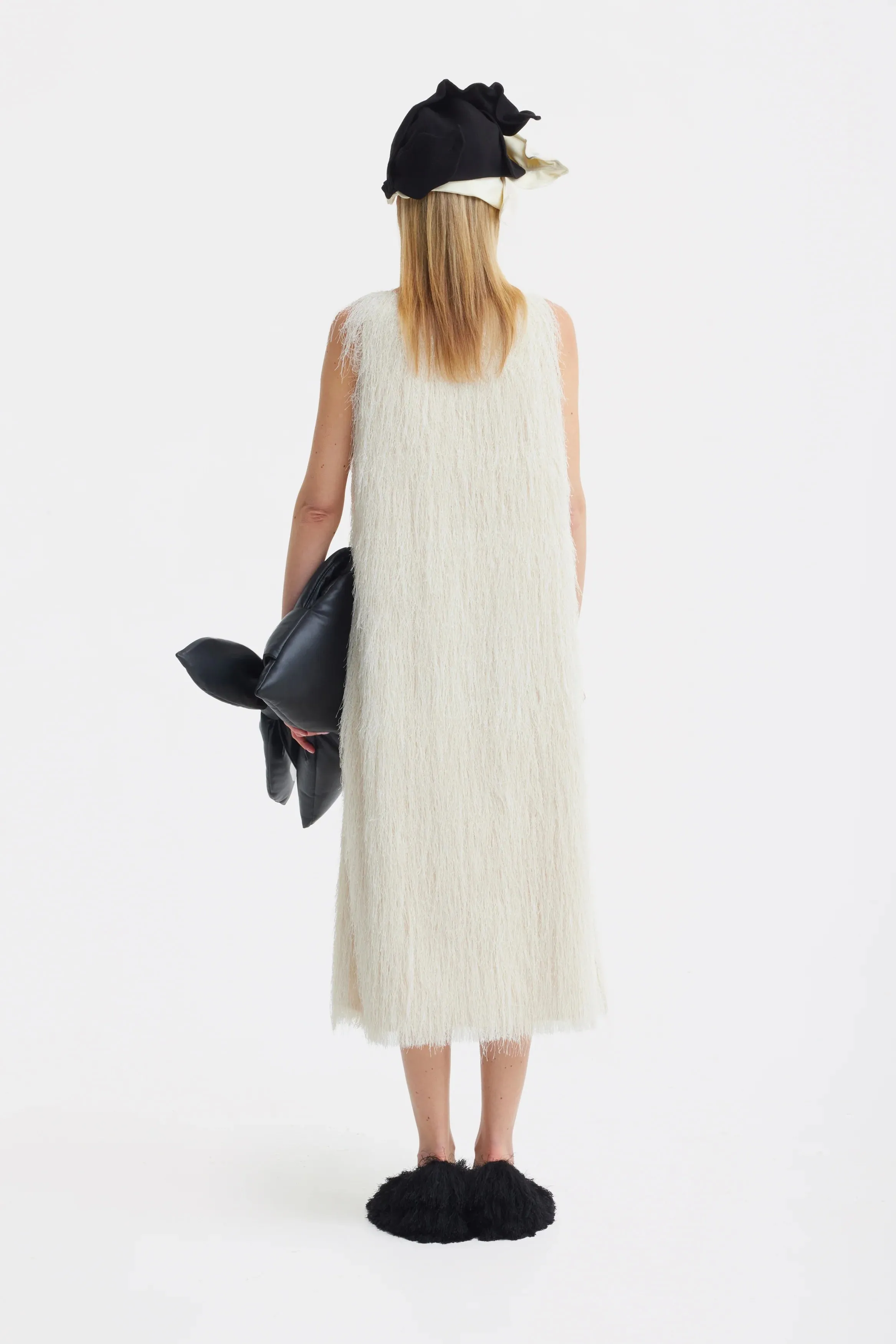 JULIA ALLERT Sleeveless Textured Pile Midi Dress - Ivory sold by Bonvion product image thumbnail 4