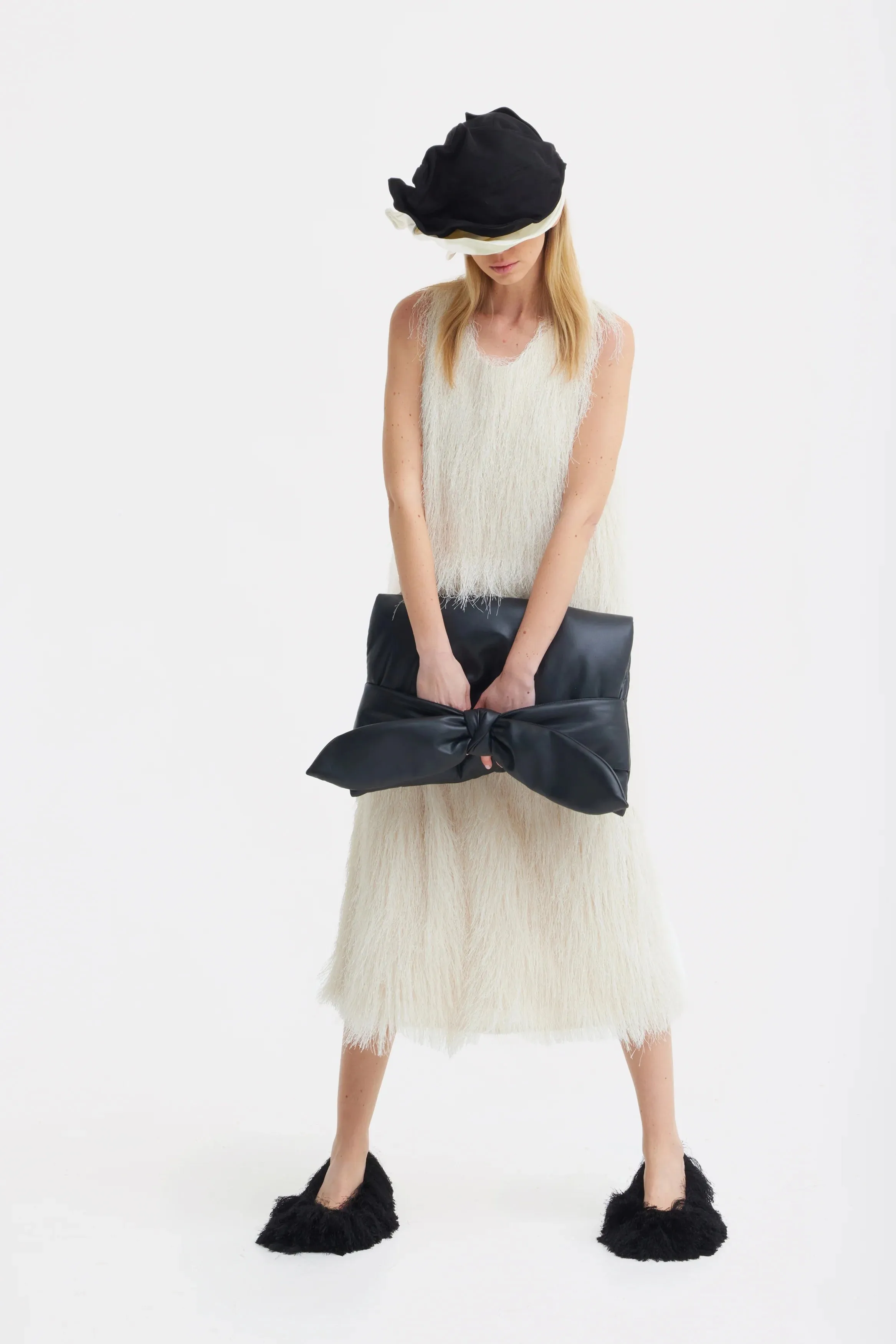 JULIA ALLERT Sleeveless Textured Pile Midi Dress - Ivory sold by Bonvion product image thumbnail 5