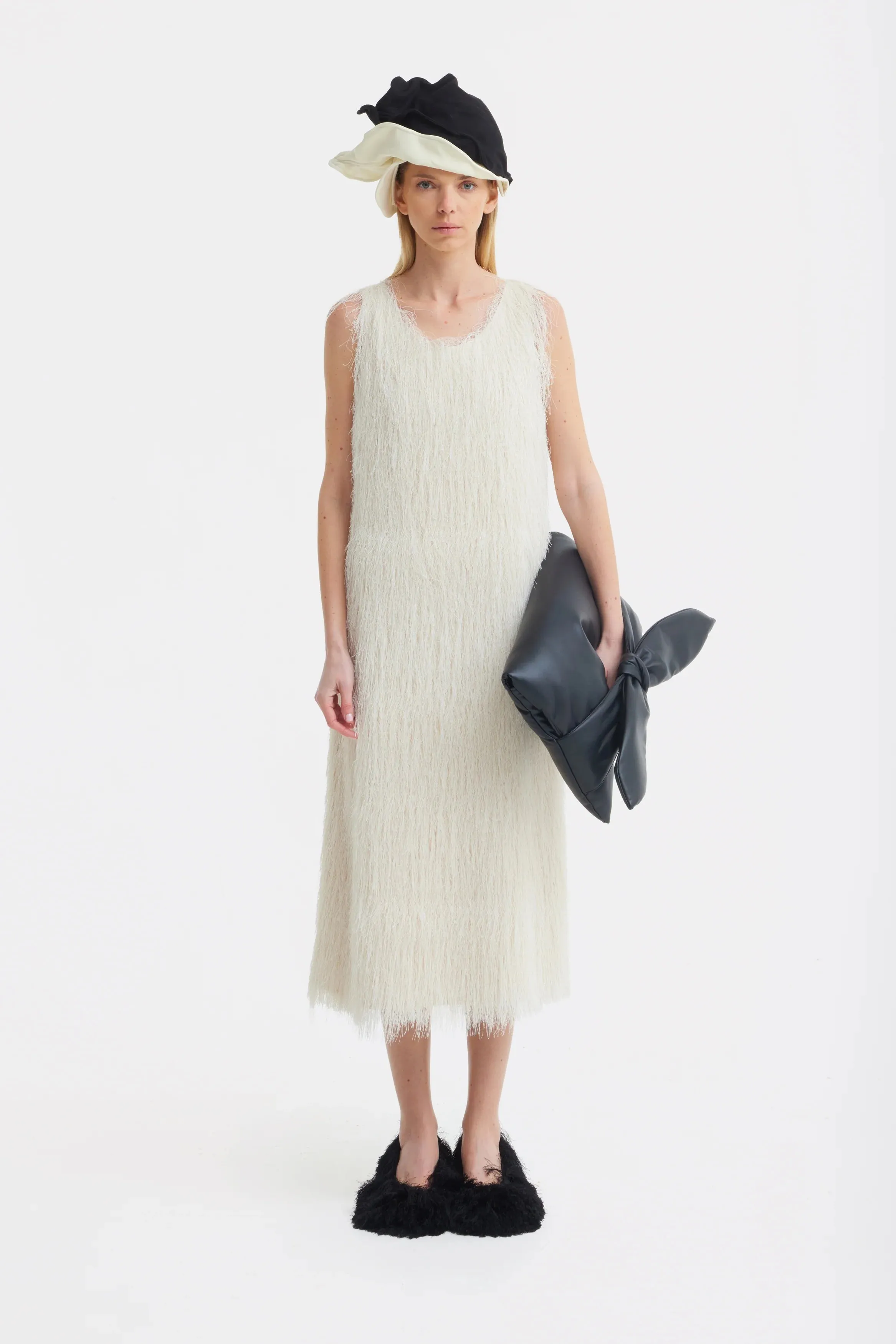 JULIA ALLERT Sleeveless Textured Pile Midi Dress - Ivory sold by Bonvion product image thumbnail 2