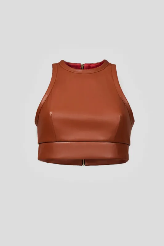 LIKA Eco Leather Crop Top - Gold made by Bonvion