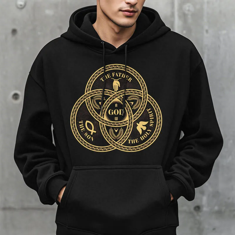 Christianartworkshop Classic Style Sacred Trinity Unity Fleece Lined Polyester Hoodie sold by Christian Art Workshop product image thumbnail 3