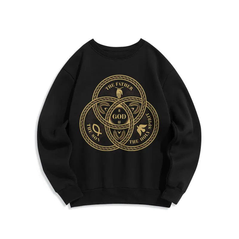 Christianartworkshop Classic Style Sacred Trinity Unity Fleece Lined Polyester Sweatshirt sold by Christian Art Workshop