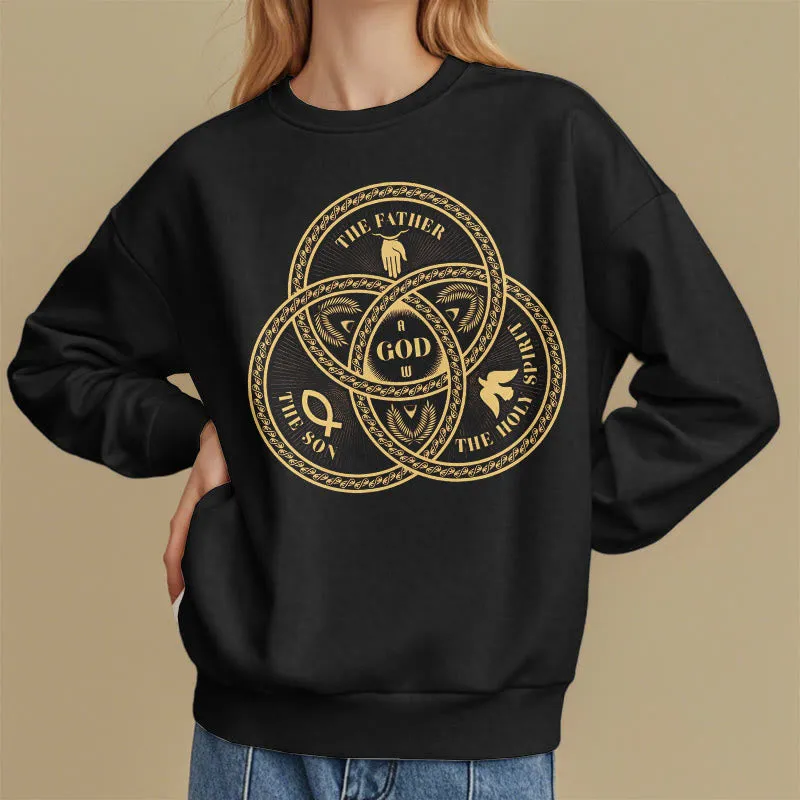Christianartworkshop Classic Style Sacred Trinity Unity Fleece Lined Polyester Sweatshirt sold by Christian Art Workshop product image thumbnail 2