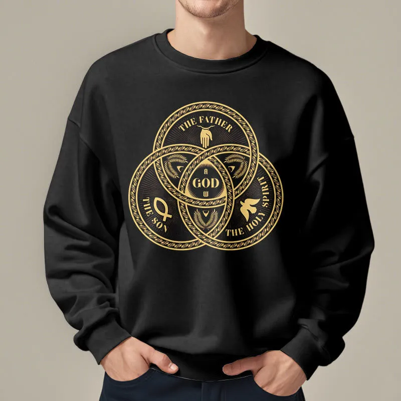 Christianartworkshop Classic Style Sacred Trinity Unity Fleece Lined Polyester Sweatshirt sold by Christian Art Workshop product image thumbnail 3
