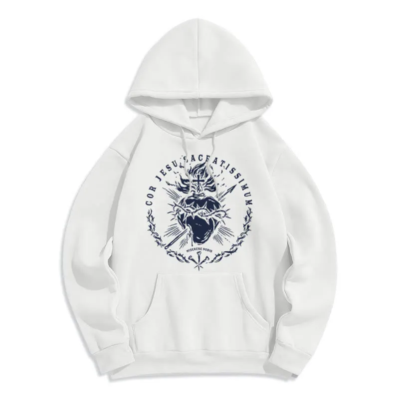 Christianartworkshop Classic Style Sacred Heart of Jesus Fleece Lined Polyester    Hoodie sold by Christian Art Workshop