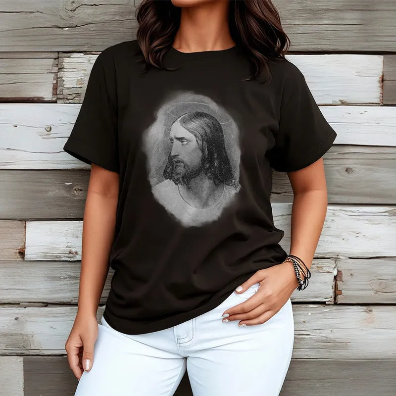 Christianartworkshop Retro Style the Halo Jesus Short Sleeve Washed T-shirt sold by Christian Art Workshop product image thumbnail 4