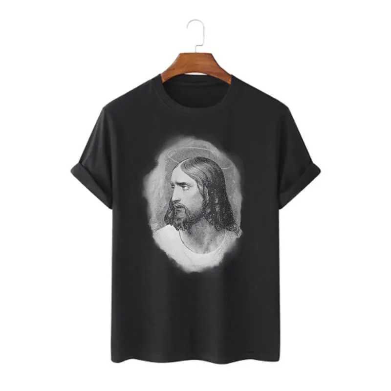Christianartworkshop Retro Style the Halo Jesus Short Sleeve Washed T-shirt sold by Christian Art Workshop