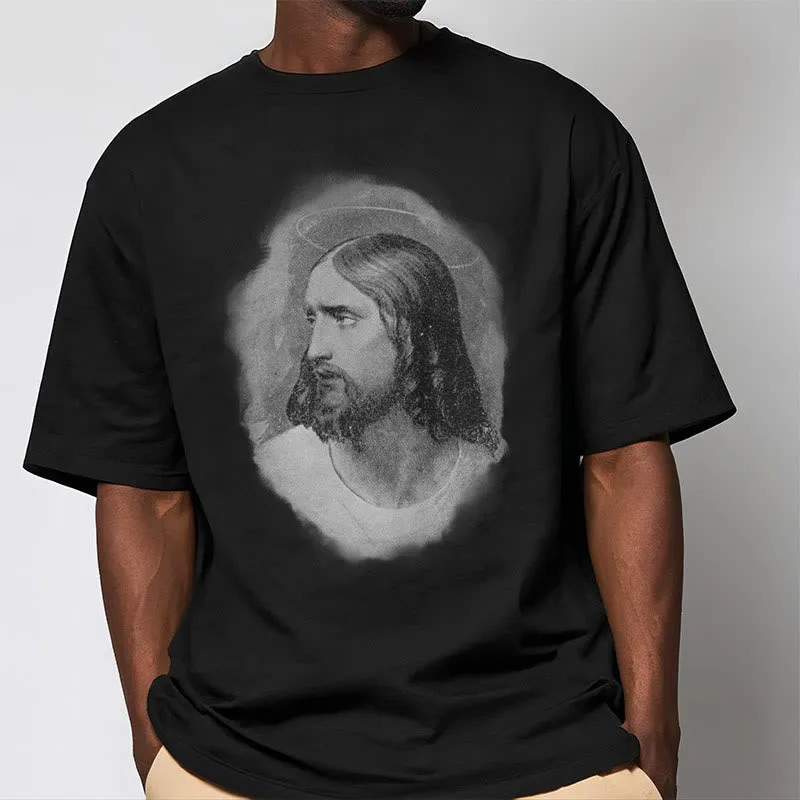 Christianartworkshop Retro Style the Halo Jesus Short Sleeve Washed T-shirt sold by Christian Art Workshop product image thumbnail 2