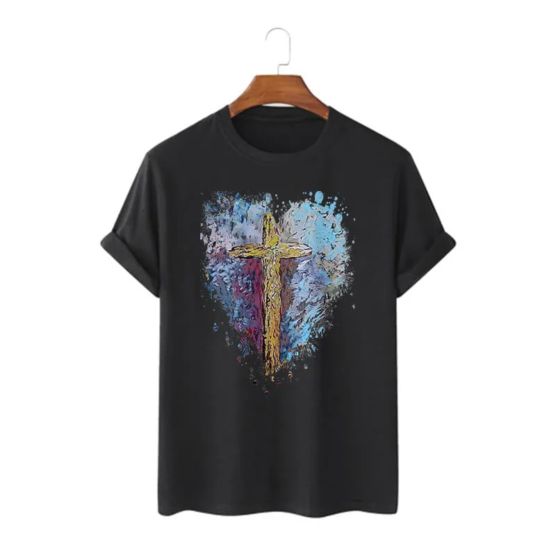 Christianartworkshop Classic Style Cross my Heart Short Sleeve T-shirt sold by Christian Art Workshop product image thumbnail 4