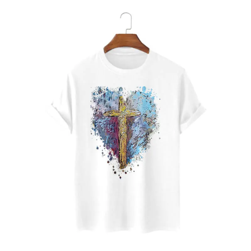 Christianartworkshop Classic Style Cross my Heart Short Sleeve T-shirt sold by Christian Art Workshop