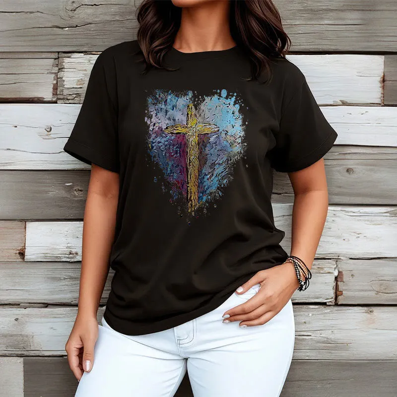 Christianartworkshop Classic Style Cross my Heart Short Sleeve T-shirt sold by Christian Art Workshop product image thumbnail 5