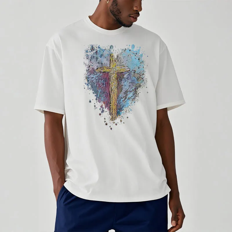Christianartworkshop Classic Style Cross my Heart Short Sleeve T-shirt sold by Christian Art Workshop product image thumbnail 3