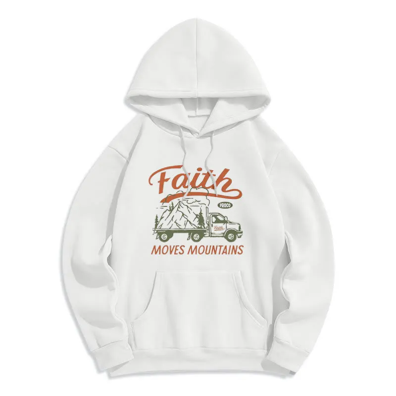 Christianartworkshop Quotation Colored Style Faith Moves Mountains Fleece Lined Polyester Hoodie sold by Christian Art Workshop