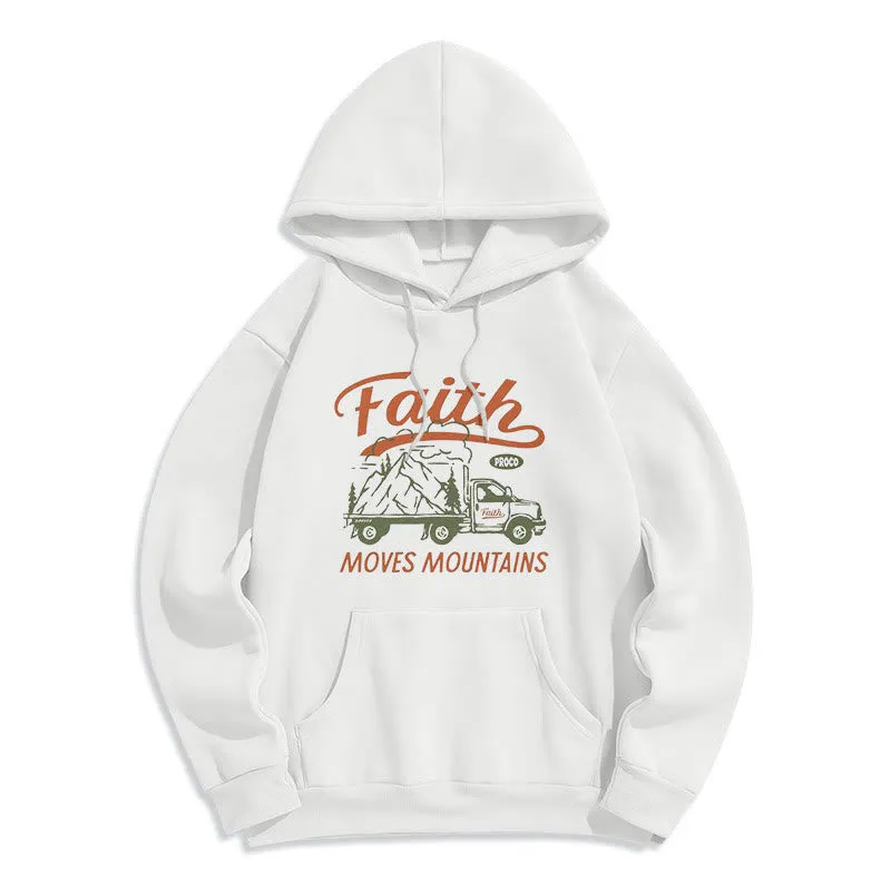 Christianartworkshop Quotation Colored Style Faith Moves Mountains Fleece Lined Polyester Hoodie sold by Christian Art Workshop