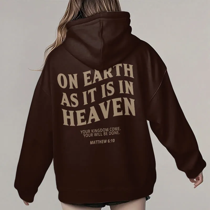 Christianartworkshop Quotation Style On Earth As It Is In Heaven Fleece Lined Polyester Hoodie sold by Christian Art Workshop product image thumbnail 5
