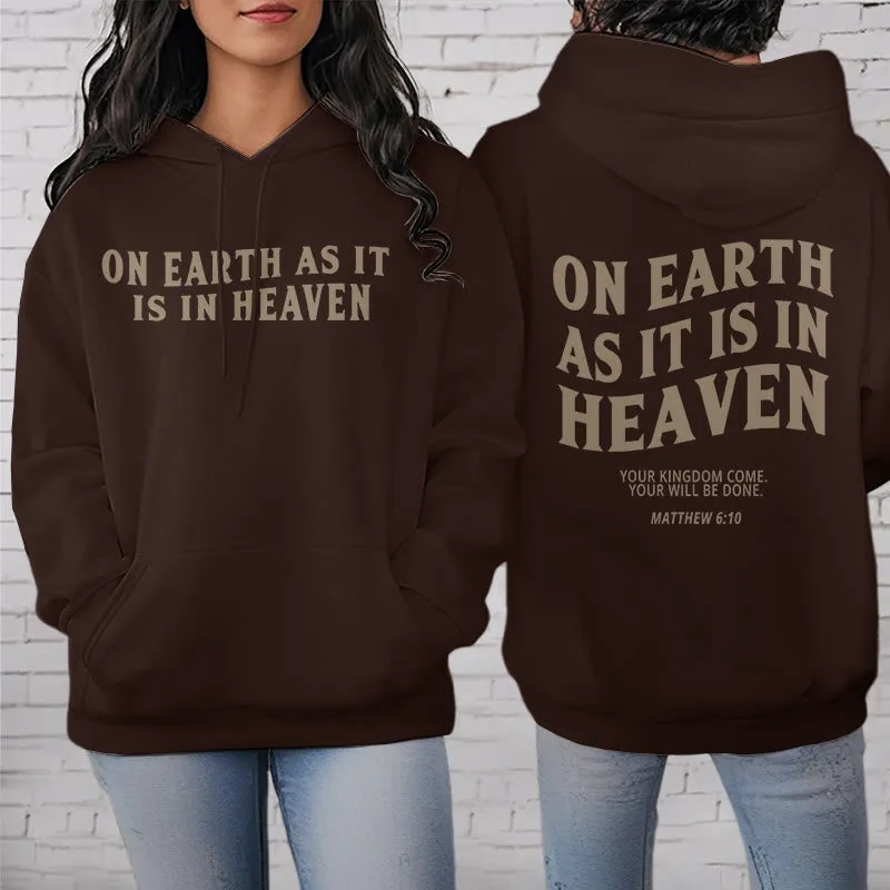 Christianartworkshop Quotation Style On Earth As It Is In Heaven Fleece Lined Polyester Hoodie sold by Christian Art Workshop product image thumbnail 4