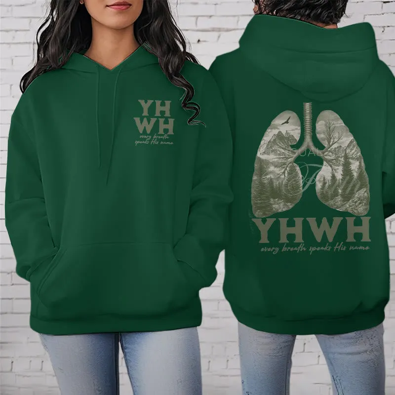 Christianartworkshop Quotation Style Every Breath Speaks His Name Fleece Lined Polyester Hoodie sold by Christian Art Workshop product image thumbnail 4
