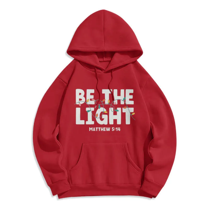 Christianartworkshop Quotation Style Be The Light Fleece Lined Polyester Hoodie sold by Christian Art Workshop