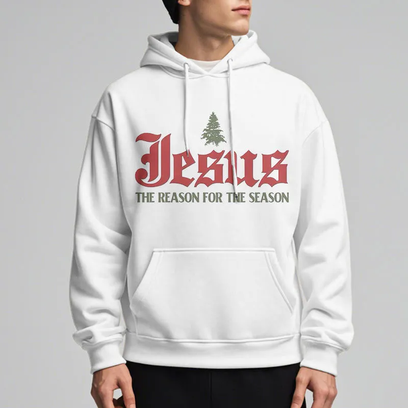 Christianartworkshop Quotation Style Jesus The Reason for the Season Fleece Lined Polyester Hoodie sold by Christian Art Workshop product image thumbnail 5