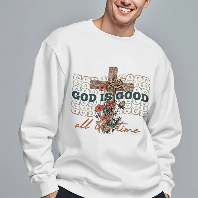 Christianartworkshop Classic Colored Style God is Good All the Time Fleece Lined Polyester Sweatshirt sold by Christian Art Workshop product image thumbnail 5
