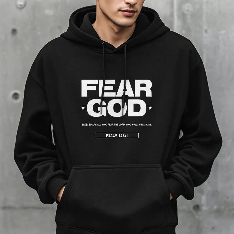 Christianartworkshop Classic Quotation Style Fear God Faith Blessed Fleece Lined Polyester Hoodie sold by Christian Art Workshop product image thumbnail 2
