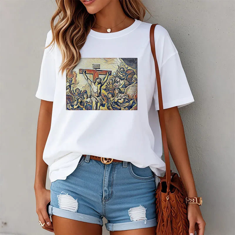 Christianartworkshop Classic Style Crucifixion of Jesus Classic Short Sleeve T-shirt sold by Christian Art Workshop product image thumbnail 2