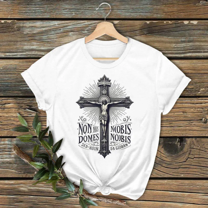 Christianartworkshop Classic Colored Style Crucifixion Emblem Short Sleeve T-shirt sold by Christian Art Workshop