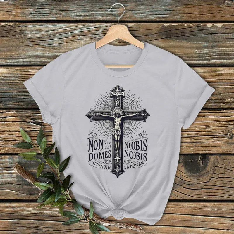Christianartworkshop Classic Colored Style Crucifixion Emblem Short Sleeve T-shirt sold by Christian Art Workshop product image thumbnail 2