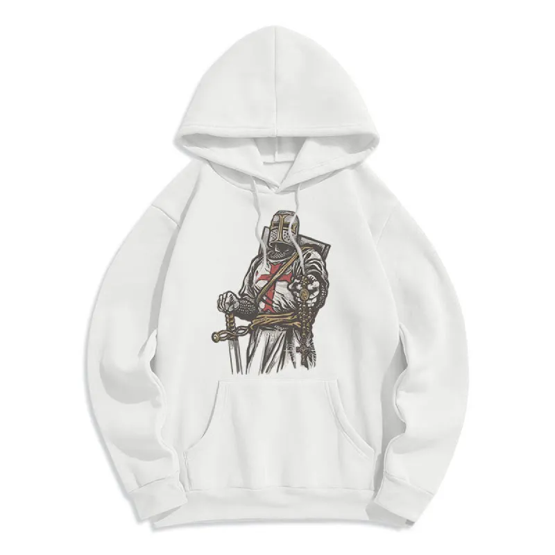 Christianartworkshop Modern Style Crusader's Valor and Faith Fleece Lined Polyester Hoodie sold by Christian Art Workshop