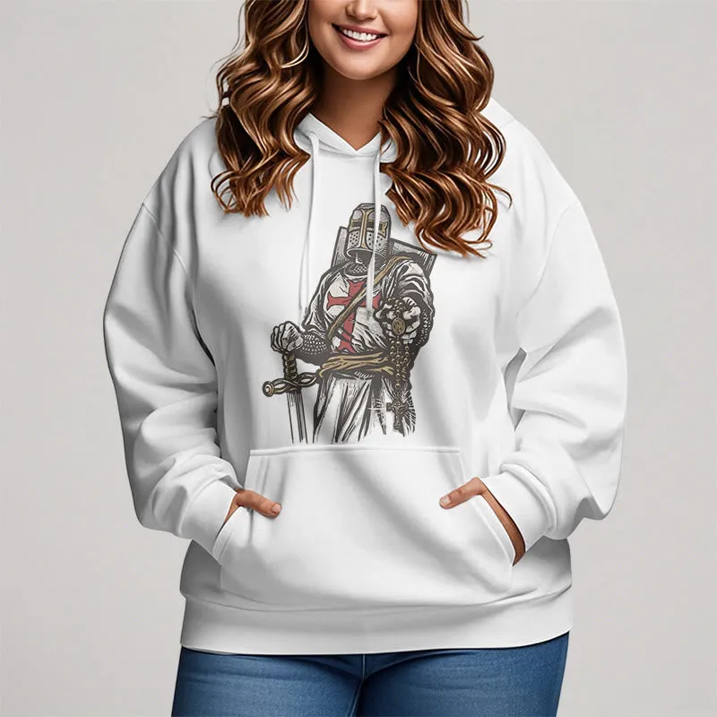 Christianartworkshop Modern Style Crusader's Valor and Faith Fleece Lined Polyester Hoodie sold by Christian Art Workshop product image thumbnail 5