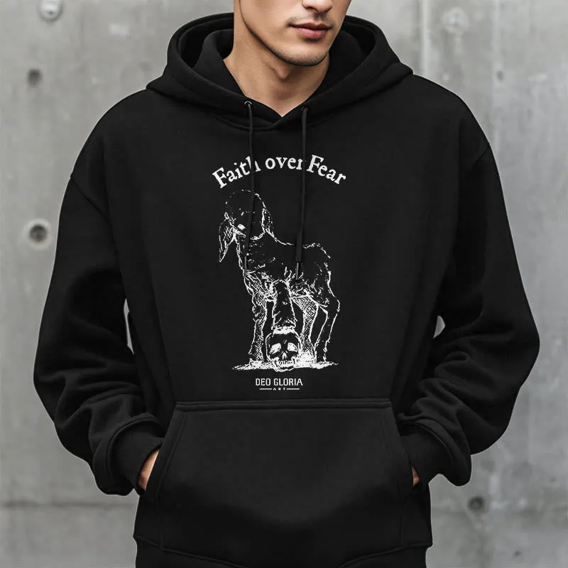 Christianartworkshop Quotation Style Faith Over Fear Lamb Fleece Lined Polyester Hoodie sold by Christian Art Workshop product image thumbnail 2