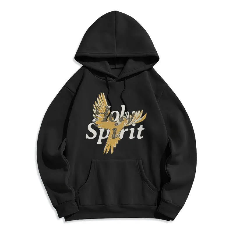 Christianartworkshop Classic Style Holy Spirit Flying Dove Fleece Lined Polyester Hoodie sold by Christian Art Workshop