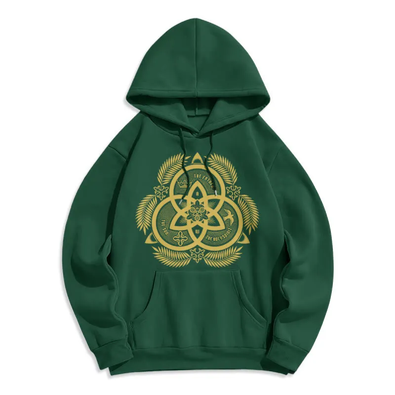 Christianartworkshop Classic Style Divine Unity Gold Sacred Emblem Fleece Lined Polyester Hoodie sold by Christian Art Workshop