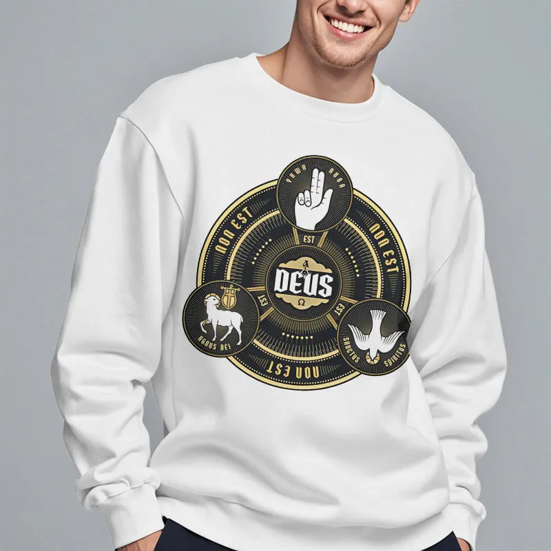 Christianartworkshop Classic Style Holy Trinity Deus Emblem Fleece Lined Polyester Sweatshirt sold by Christian Art Workshop product image thumbnail 3
