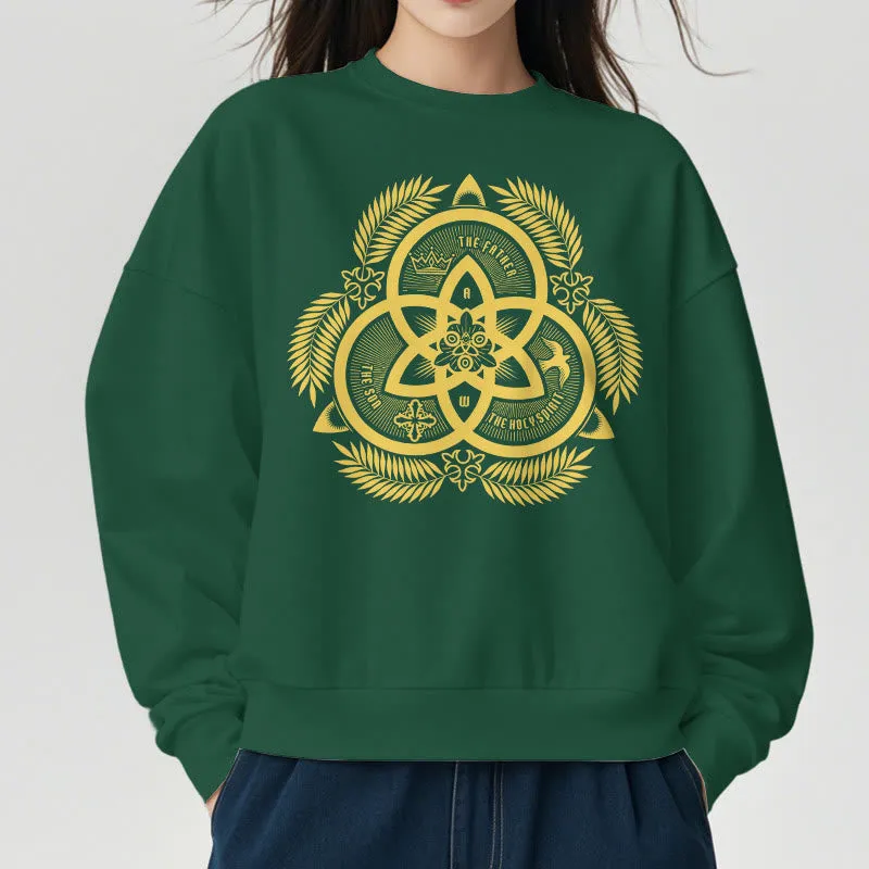 Christianartworkshop Classic Style Divine Unity Gold Sacred Emblem Fleece Lined Polyester Sweatshirt sold by Christian Art Workshop product image thumbnail 3