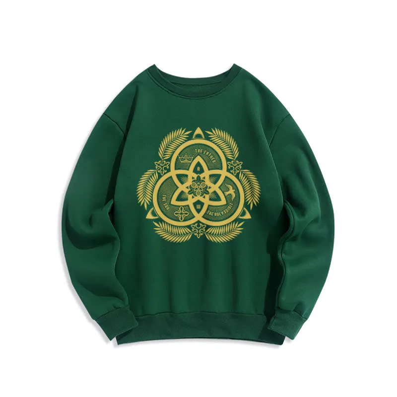 Christianartworkshop Classic Style Divine Unity Gold Sacred Emblem Fleece Lined Polyester Sweatshirt sold by Christian Art Workshop