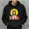 Christianartworkshop Classic Colored Style Sacred Heart Of Jesus Fleece Lined Polyester Hoodie sold by Christian Art Workshop