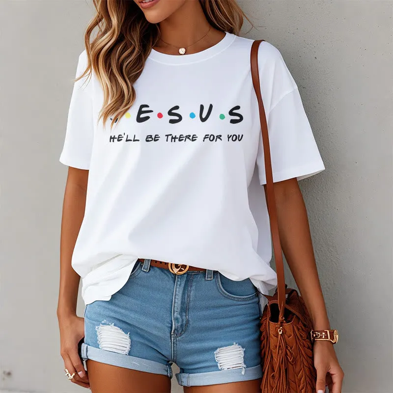 Christianartworkshop Modern Style Jesus He'll Be There For You Short Sleeve T-shirt sold by Christian Art Workshop product image thumbnail 4