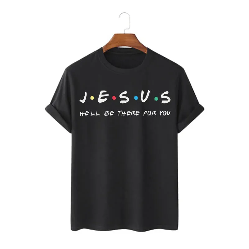 Christianartworkshop Modern Style Jesus He'll Be There For You Short Sleeve T-shirt sold by Christian Art Workshop