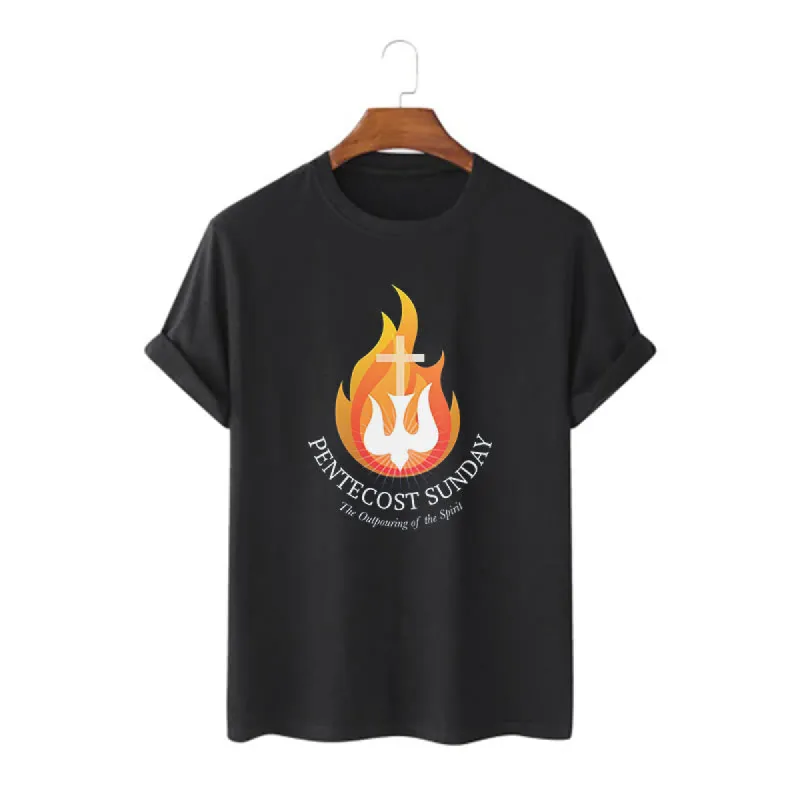 Christianartworkshop Classic Style Pentecost Sunday Outpouring of the Spirit Short Sleeve Washed T-shirt sold by Christian Art Workshop