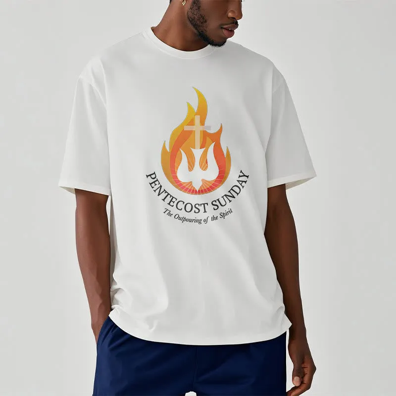 Christianartworkshop Classic Style Pentecost Sunday Outpouring of the Spirit Short Sleeve Washed T-shirt sold by Christian Art Workshop product image thumbnail 5