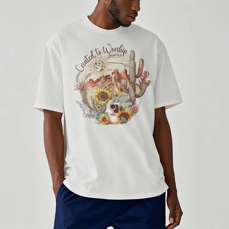 Christianartworkshop Classic Style Created to Worship Short Sleeve Washed T-shirt sold by Christian Art Workshop product image thumbnail 3