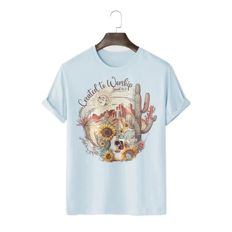 Christianartworkshop Classic Style Created to Worship Short Sleeve Washed T-shirt sold by Christian Art Workshop