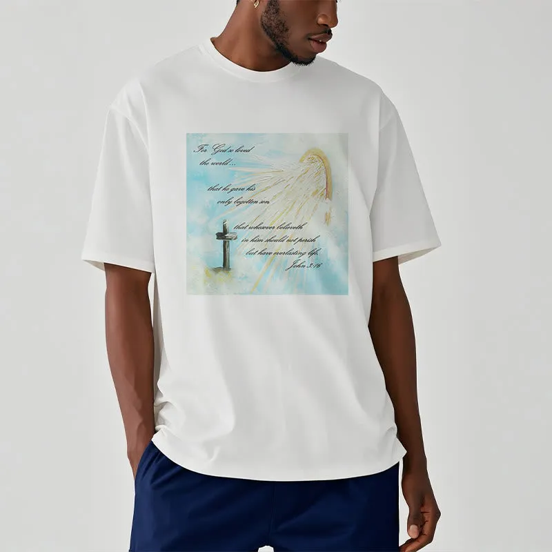 Christianartworkshop Classic Style For God so Loved the World Short Sleeve T-shirt sold by Christian Art Workshop product image thumbnail 4