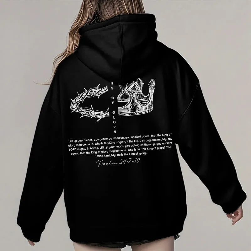 Christianartworkshop Quotation Style Jesus Is The King Fleece Lined Polyester Hoodie sold by Christian Art Workshop product image thumbnail 5