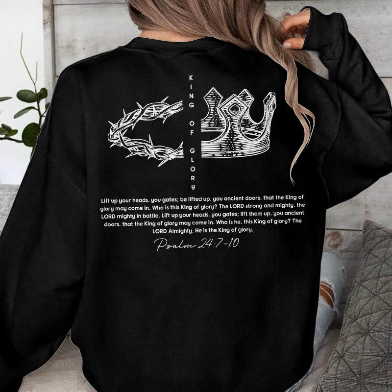 Christianartworkshop Quotation Style Jesus Is The King Fleece Lined Polyester Sweatshirt sold by Christian Art Workshop product image thumbnail 5