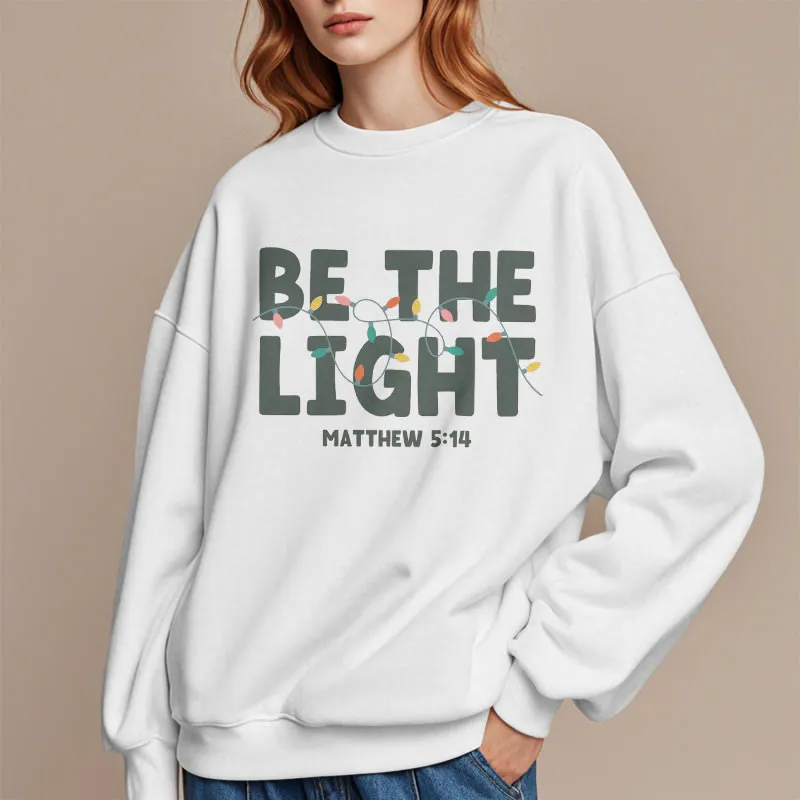 Christianartworkshop Quotation Style Be The Light Fleece Lined Polyester Sweatshirt sold by Christian Art Workshop product image thumbnail 5