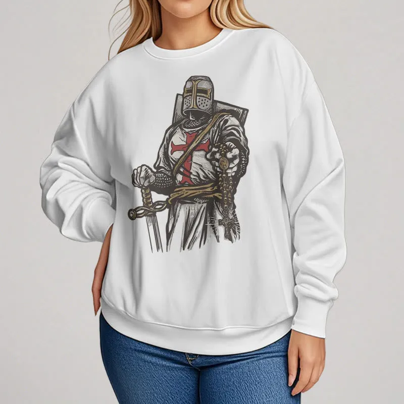 Christianartworkshop Modern Style Crusader's Valor and Faith Fleece Lined Polyester Sweatshirt sold by Christian Art Workshop product image thumbnail 5